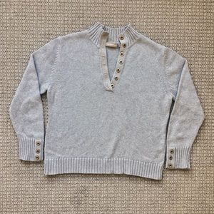 Croft & Barrow Sweater, Gray, 1/4 Button, L
